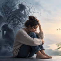 Szorongással és depresszív tünetekkel küzdő fiatal nő